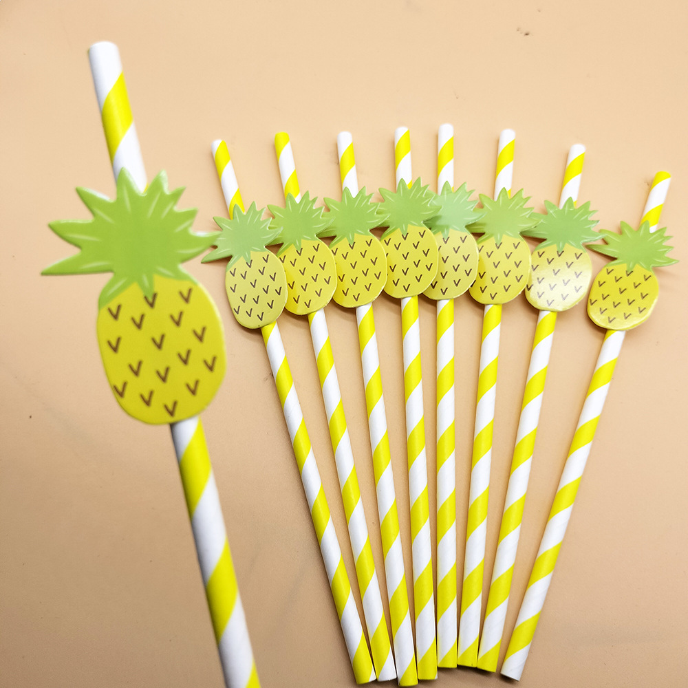 Internet celebridad paja desechable degradable papel paja piña tarjeta paja decorativa postre bar boda paja