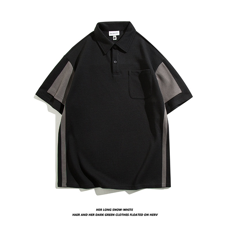 Amazon marca de moda de color de hombro pesado de media manga de alta gama polo camiseta ropa de trabajo camiseta de solapa personalizada camiseta