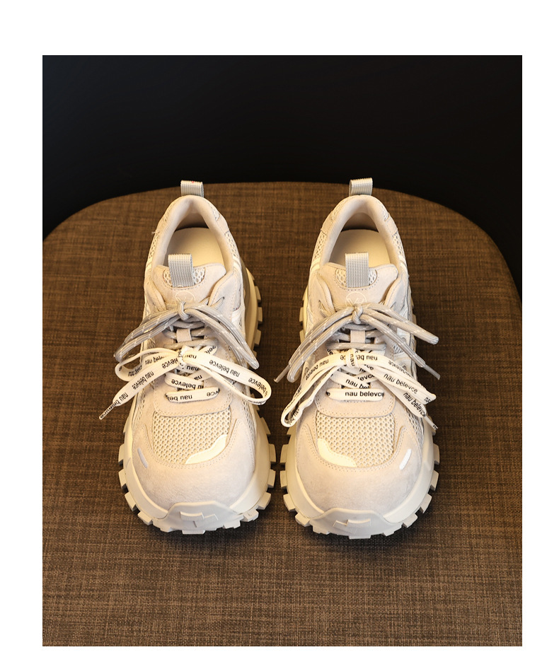 Giày sneaker nữ đế dày tăng chiều cao lưới thoáng khí phong cách dad sneaker — màu be chi tiết 18