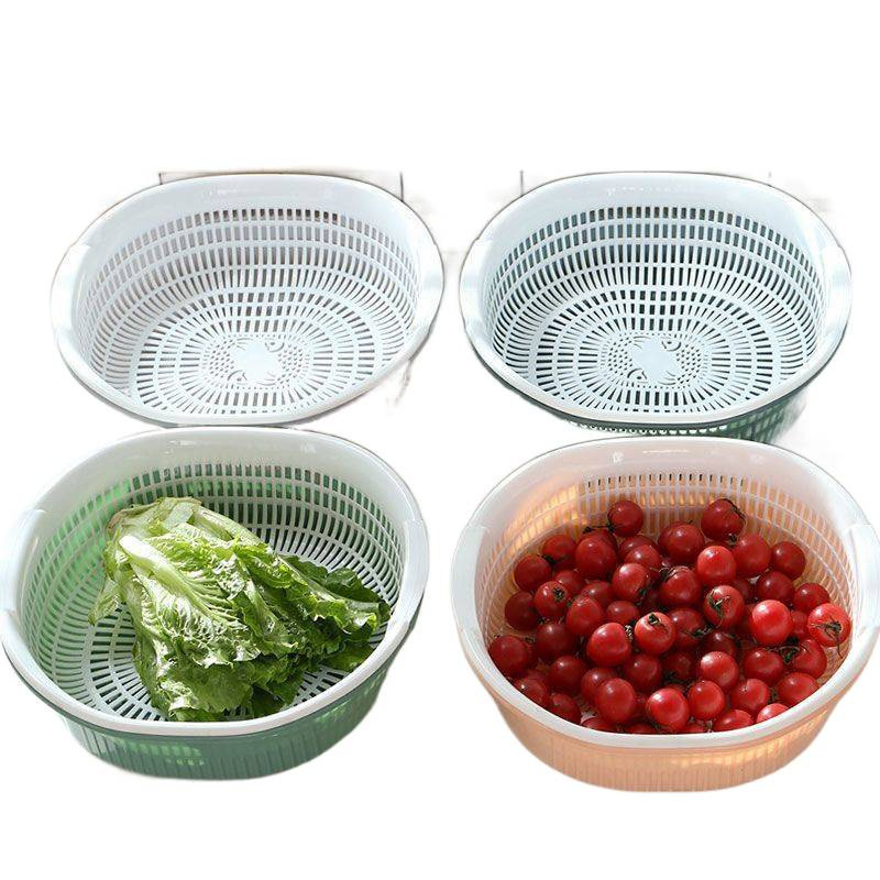 双层洗菜盆塑料沥水篮子漏盆淘米神器菜蓝淘菜盆家用厨房洗水果盘|undefined