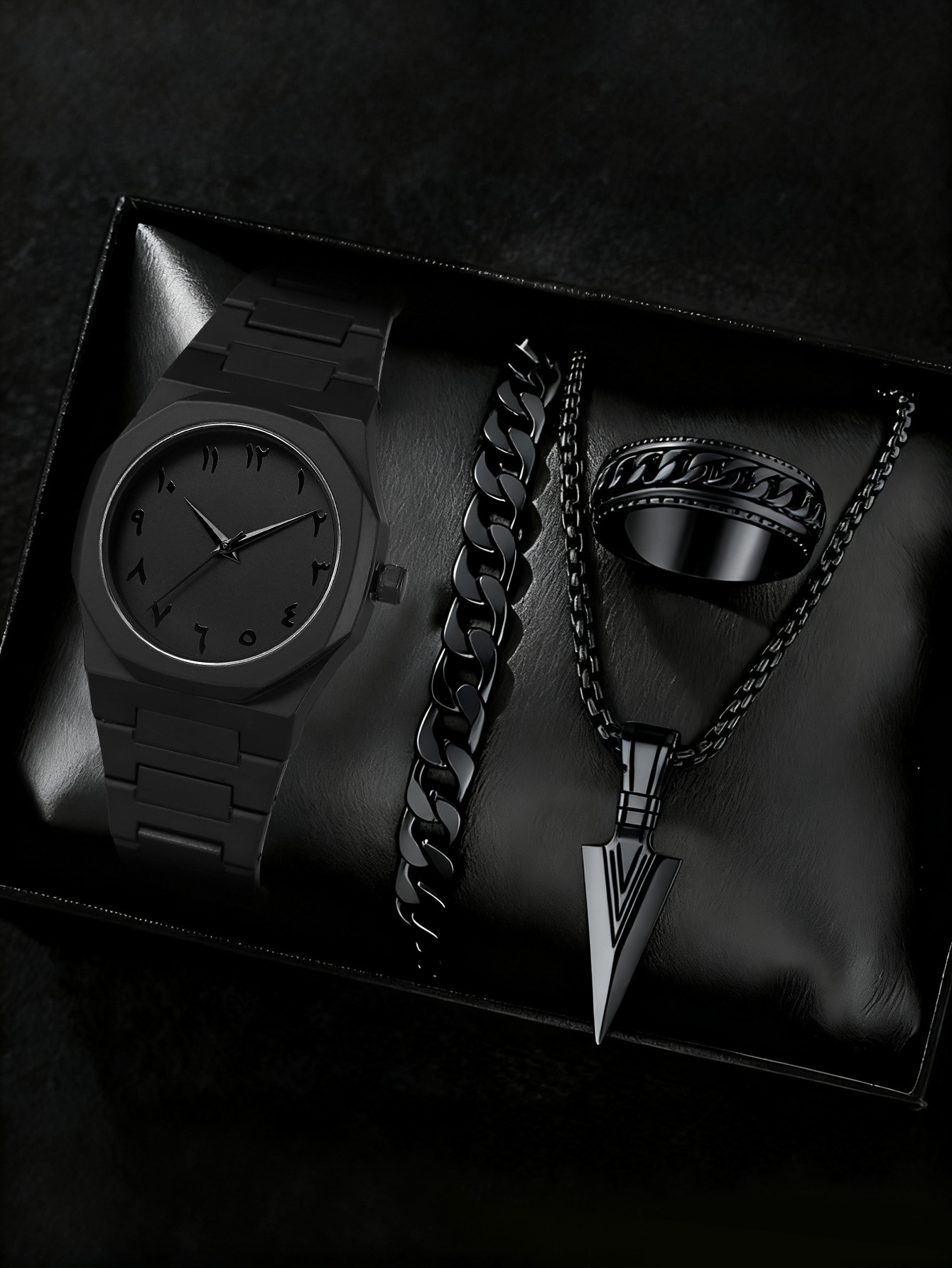 Black case, black dial, black text set of 5