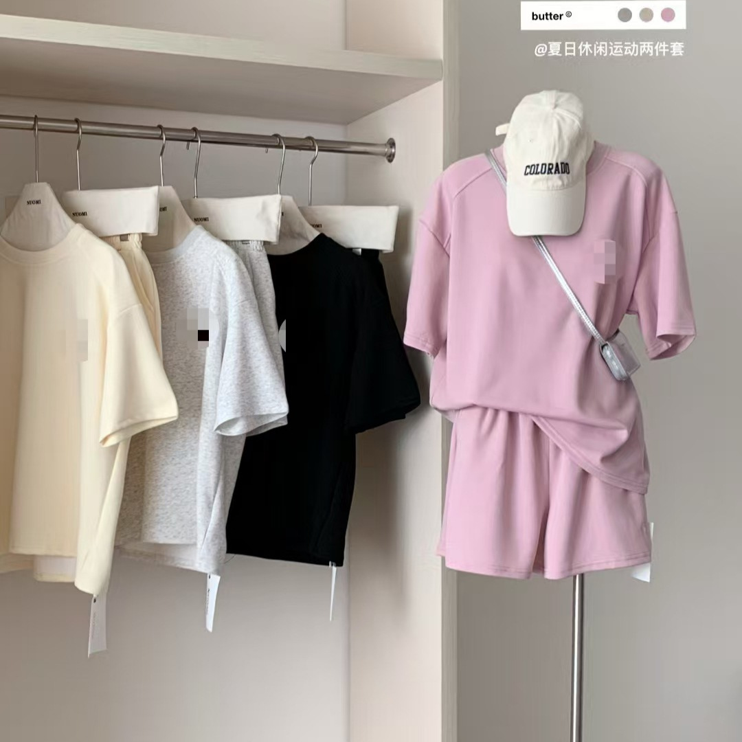 Four-color Embroidered Pony Casual Sports suit Women's Summer New Korean-style Loose Simple Short-sleeved Shorts Two-piece Set