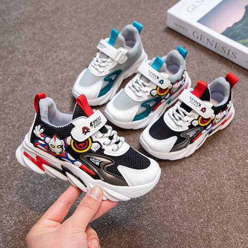 Children's Shoes Wholesale Boys' Shoes 2024 Spring New Children's Bumblebee Mesh Shoes Baby Cartoon Dad Sneakers