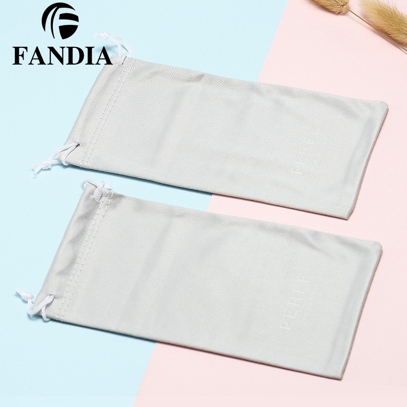 Microfibra beige gafas bolsa gafas de tela de doble propósito gafas de sol gafas lisas aguja una gafas bolsa doble cuerda gafas bolsa