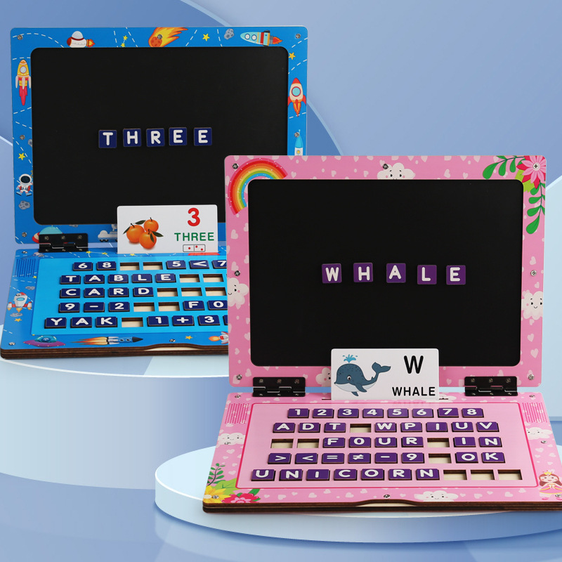 Tablero de aprendizaje de cuaderno de madera magnético para niños educación temprana papelería educativa digital letras inglesas ortografía material didáctico