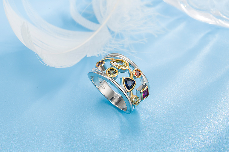 Fashion Water Droplets Copper Plating Rhinestones Rings 1 Piece