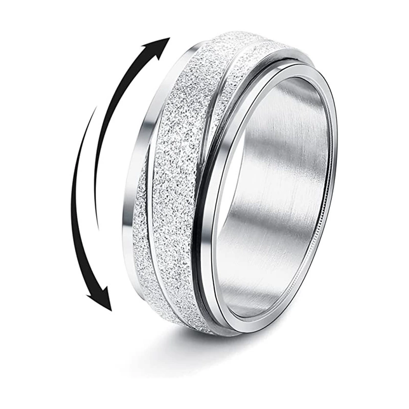 Звезда AliExpress взрыв титановая сталь матовая полоса вращающееся кольцо личности кольцо производители продают оптом
