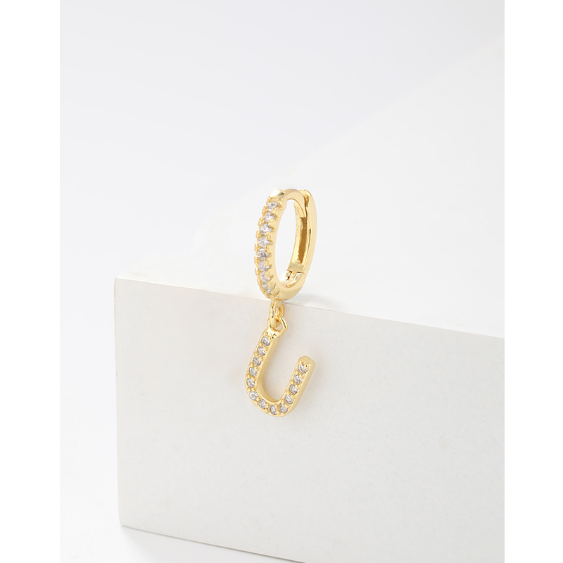 Amazon transfronterizo 925 plata esterlina 26 letras pendientes de estilo europeo y americano pendientes de orejas de orejas de orejas