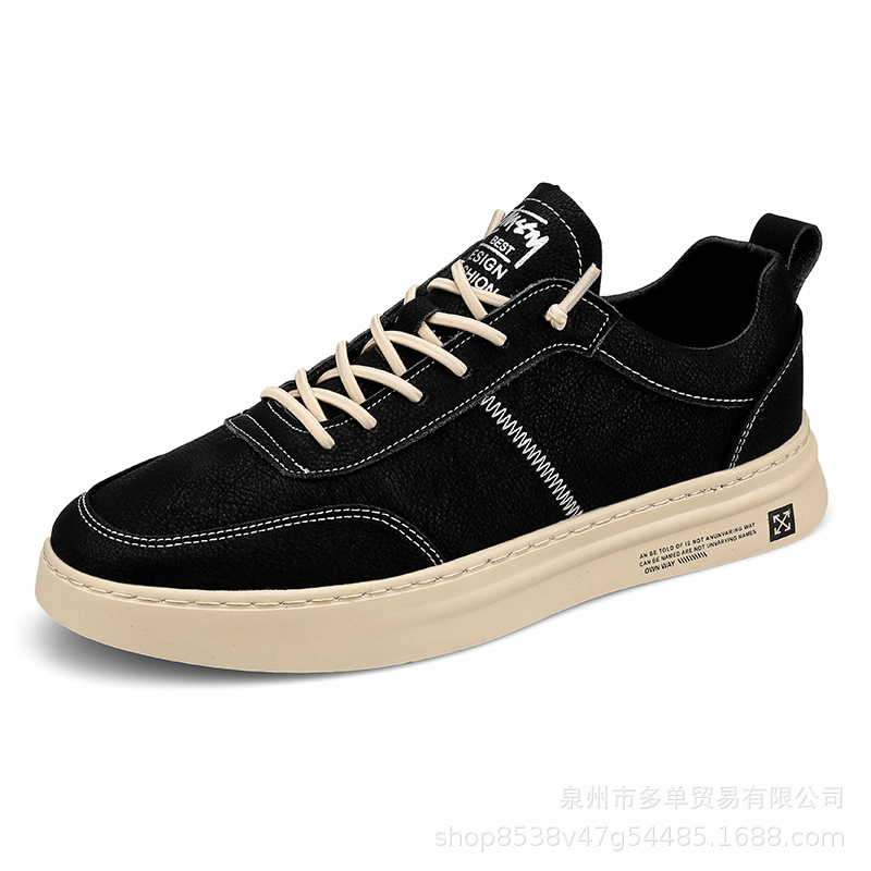 Modas coreanas de moda superfibra de cuero de altura baja sin lazos zapatos casuales de un solo pie de zapatos de skate de la mano ligero