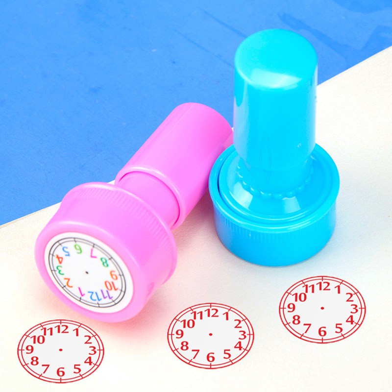 Clock Stamp Children's Clock Recognition Stamp Elementary School Teaching Aids Clock Model First and Second Grade Math Learning Time