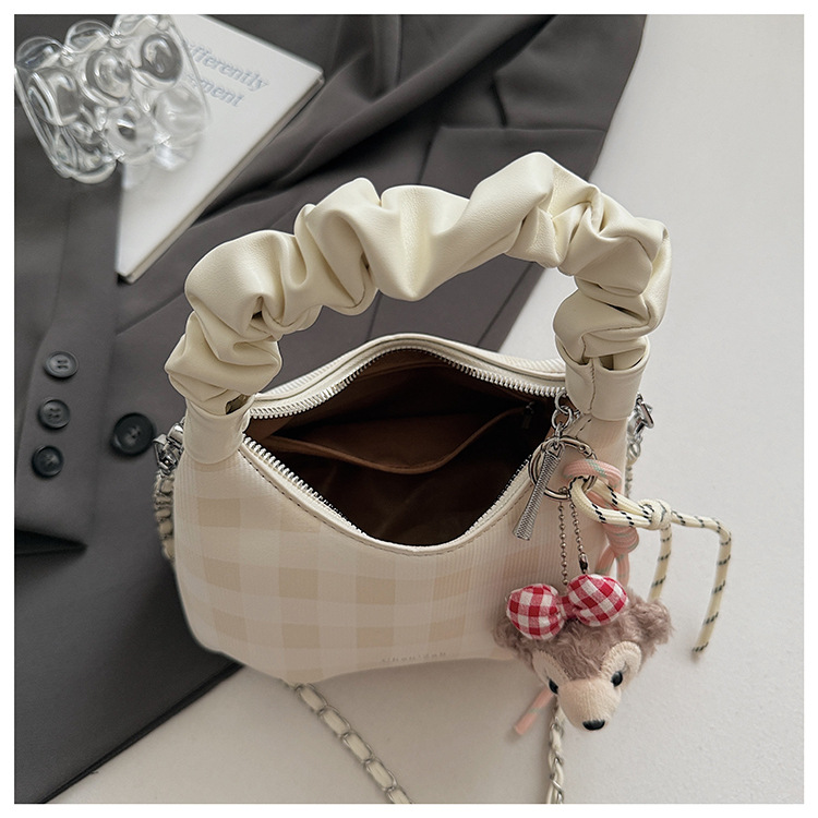 Sweet and cool style, trendy and unique cloud-shaped pleated handbag, a new summer fashion chain crossbody bag for women in 2025 undefined