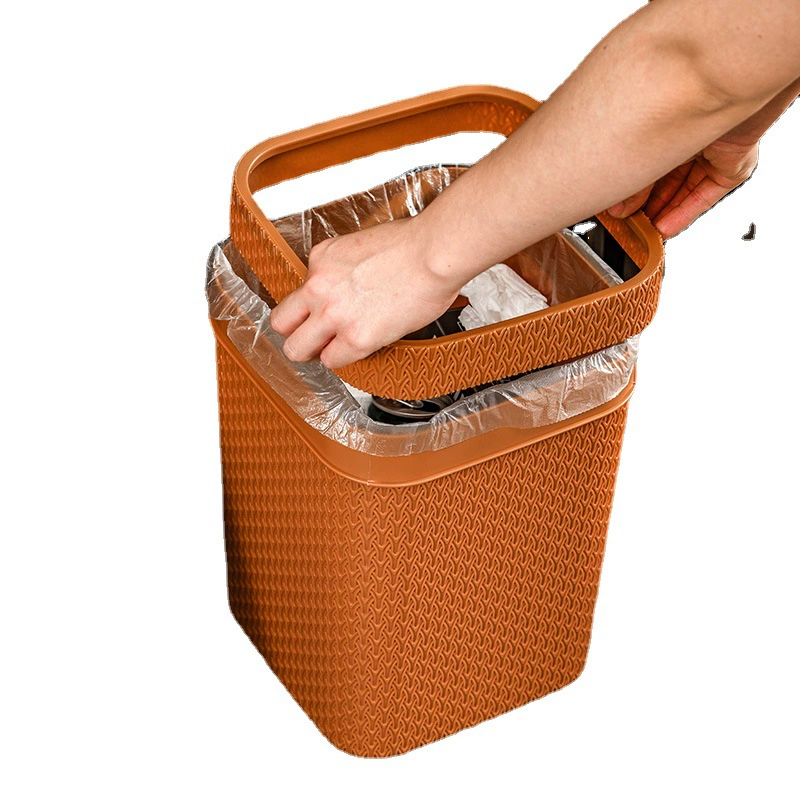 Plastic garbage can for living room, durable storage system