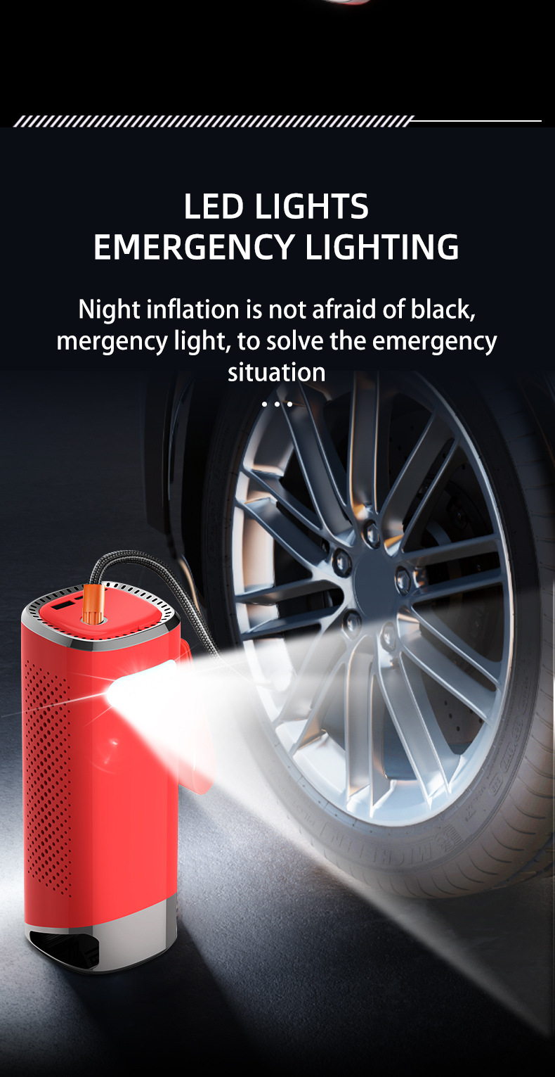 Customized 25-cylinder car air pump with automatic charging and shut-off, smart wireless portable tire, ball, and kayak inflator
