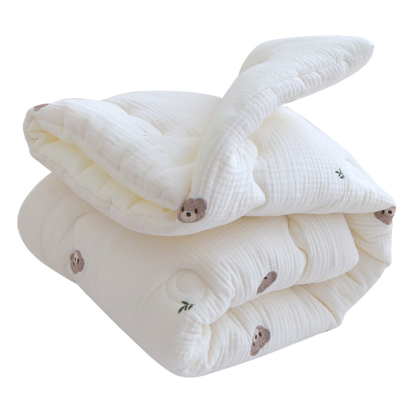 Baby Quilt Newborn Class A Pure Cotton Seersucker Cartoon Embroidered Air-conditioning Quilt Kindergarten Baby Lunch Break Quilt