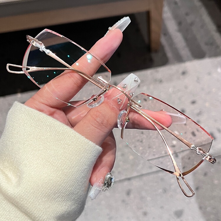 Pure Titanium Retro New Diamond-Cut Rimless Glasses for Men Can Be Equipped with Prescription Glasses for Myopia Women and Finished Glasses Pure Titanium Retro New Diamond-Cut Rimless Glasses for Men Can Be Equipped with Prescription Glasses for Myopia Women and Finished Glasses