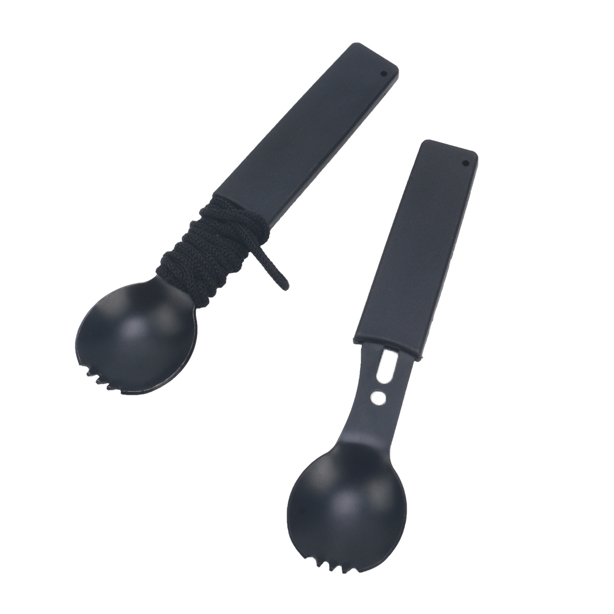 cuchillo multifuncional de acero inoxidable para exteriores de 7 en 1 con tenedor, cuchara, silbato y cuchillo recto pequeño para campamento