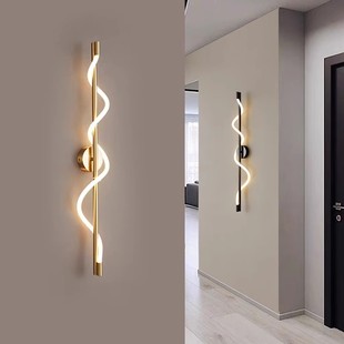 Light Luxury All-Copper Post-Modern Minimalist Wall Lamp Atmospheric Tv Background Wall Lamp Living Room Aisle Lamp Bedroom Bedside Spiral