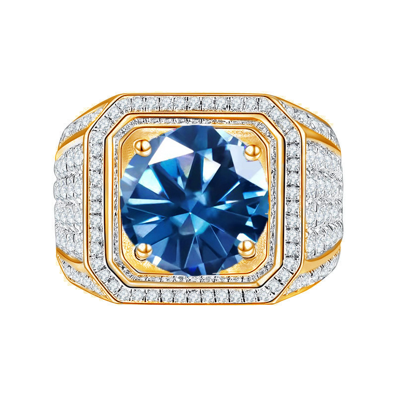 5 quilates de plata esterlina 925 color D anillo de piedra de mozanita para hombre europeo y americano anillo de novio chapado en oro pt950