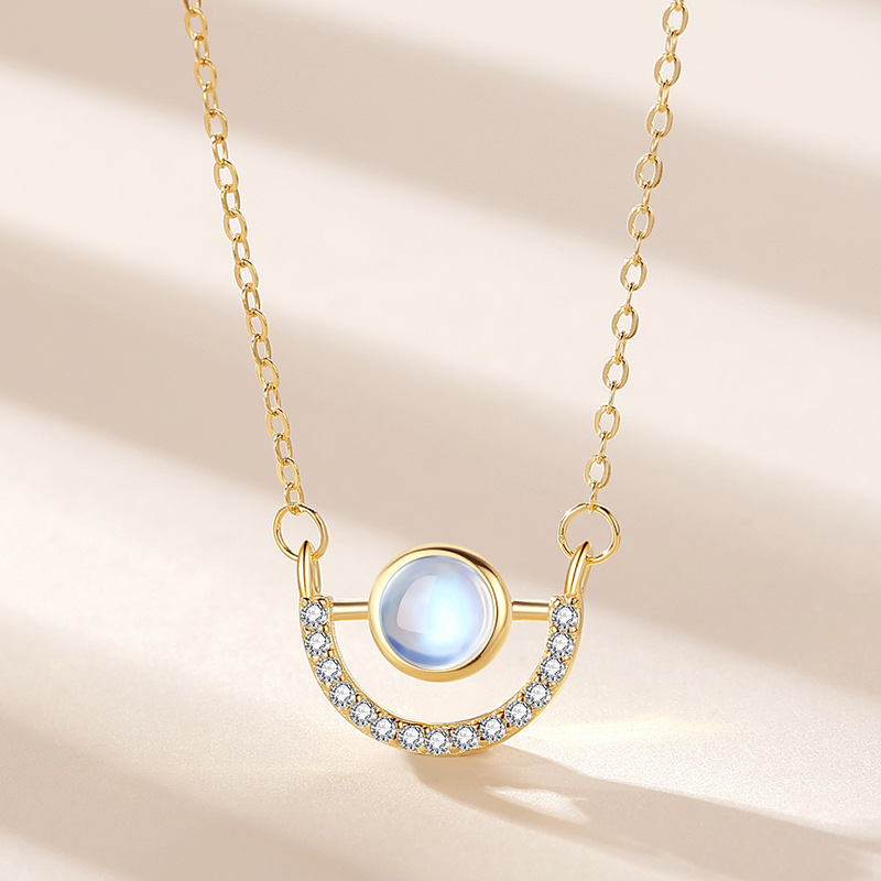 Creativo estilo geométrico s925 collar de plata de las mujeres de estilo coreano de moda semicírculo clavícula Cadena de plata joyería de regalo al por mayor