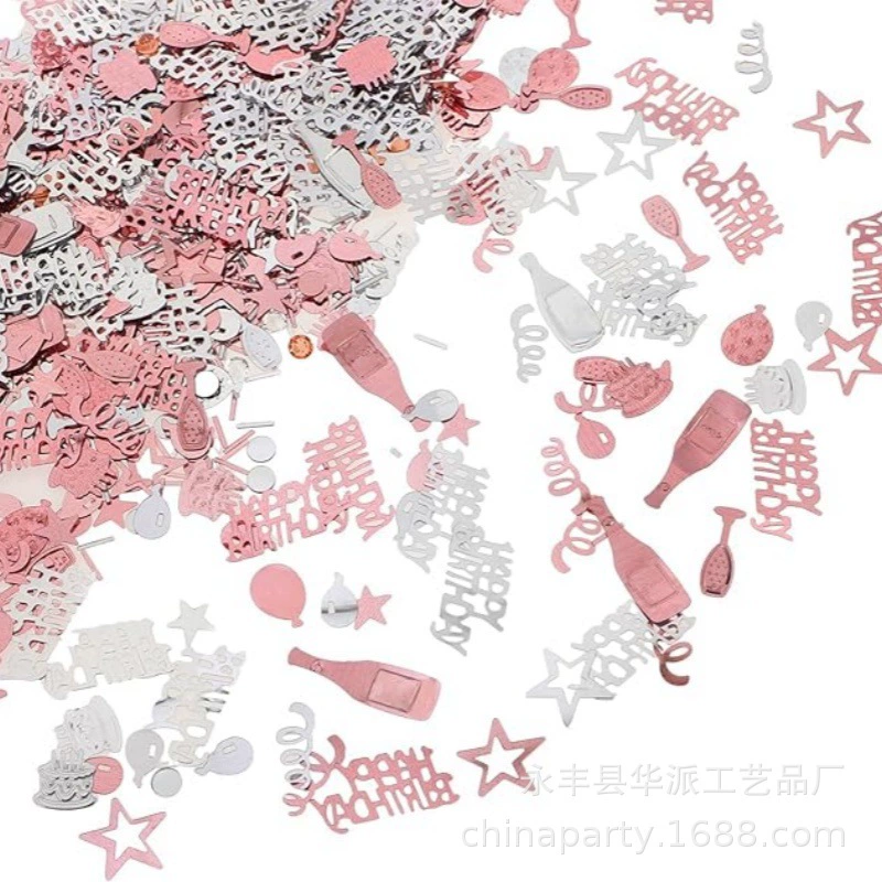 Кросс-границы розовое золото вечеринка день рождения конфетти торт бокал вина звезды вечеринка конфетти обеденный стол декоративные принадлежности