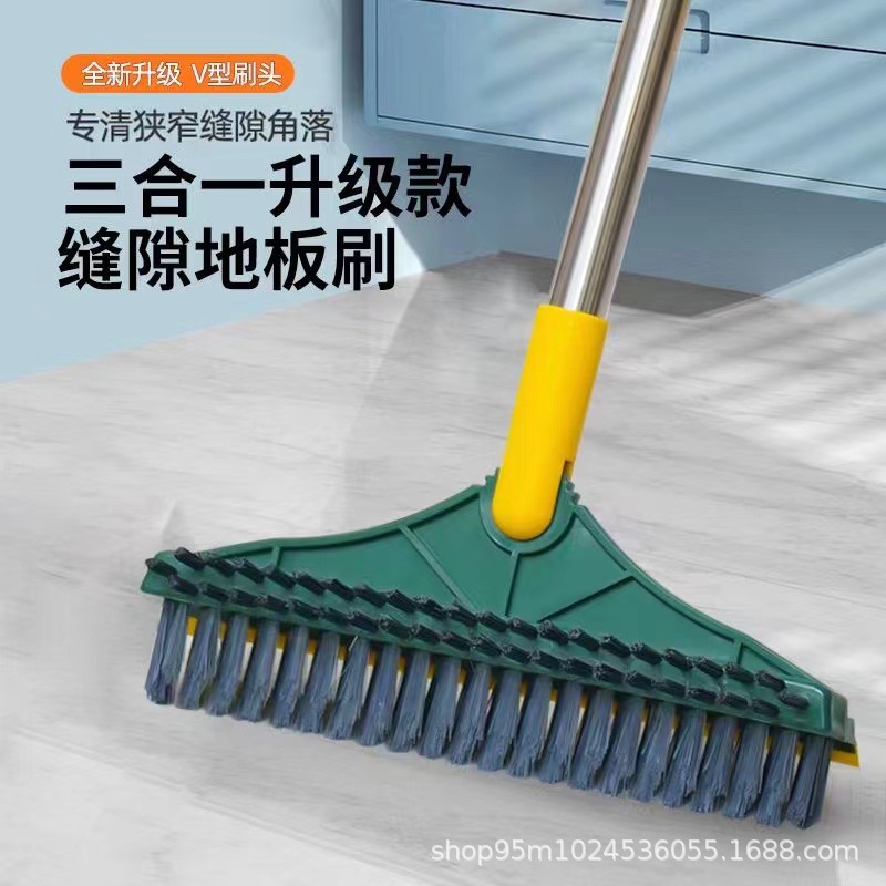 3 대 1 화장실 바닥 브러시 긴 손잡이 강모 갭 브러시 욕실 벽 브러시 화장실 타일 사각 청소 브러시