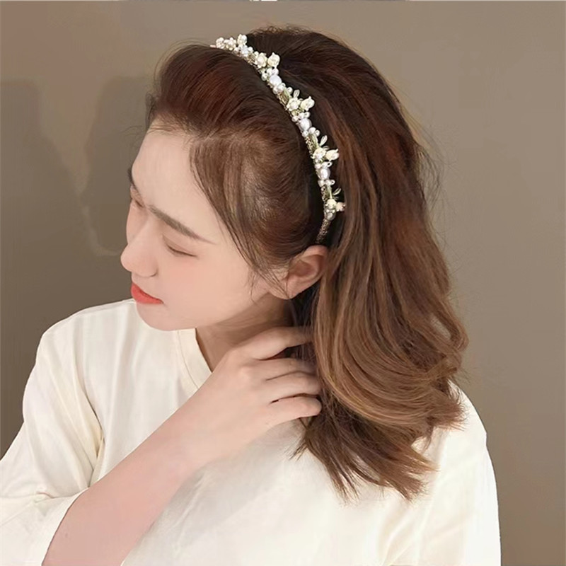 Women's Fairy Style Sweet Flower Alloy Inlay Artificial Pearls Hair Band display picture 1