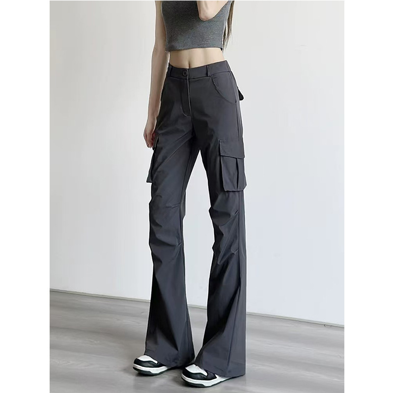 Micro-Flared Cargo Pants for Women, Spring/Summer 2026 New Style, Slim Fit, Cool and Stylish, Petite Parachute Pants, Sports Pants