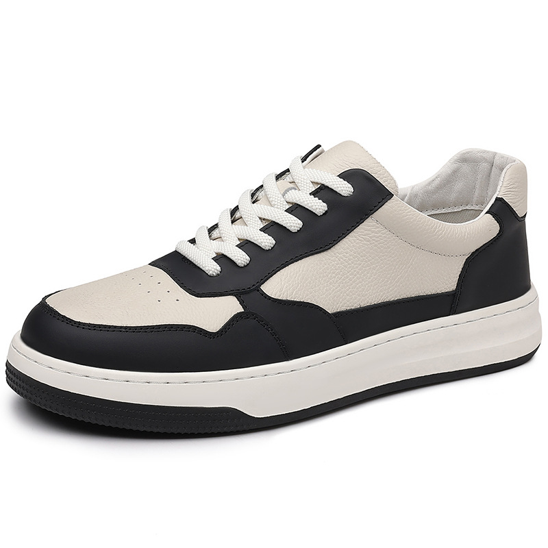 La primera capa de cuero de vaca nuevos zapatos casuales de hombre, cuero transpirable, zapatos blancos de hombre, zapatos de skate de moda, zapatos de hombre