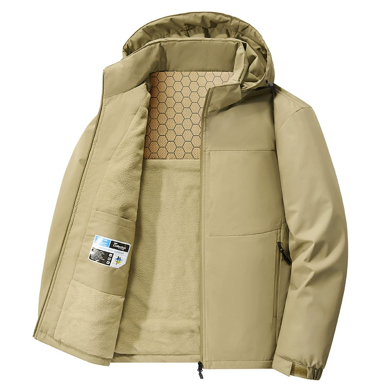 Demi-season jacket, warm windproof hoody, plus size