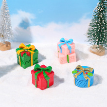 新圣诞节礼包小摆件微景观diy圣诞树脂饰品礼物盒彩色