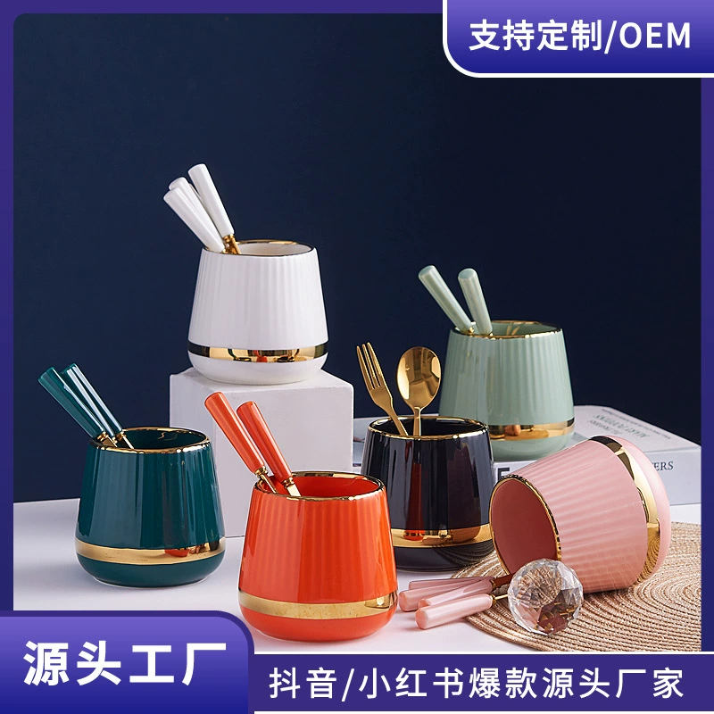 Легкая роскошная нержавеющая сталь фруктовая вилка набор для домашнего использования высокого цвета Десерт вилка банка для хранения креативная комбинация ложка и вилка