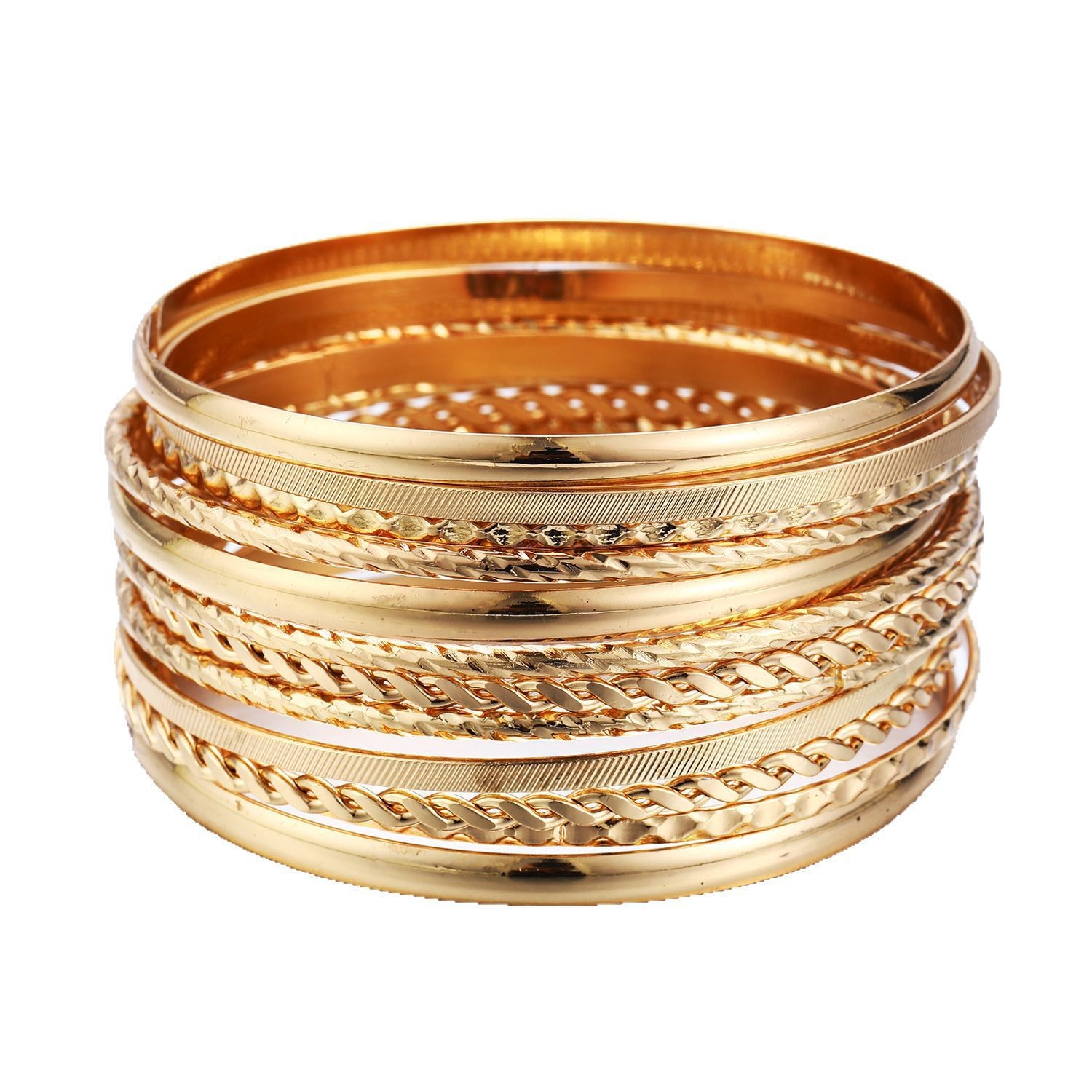 Personalidad transfronteriza exagerada, conjunto de pulseras de superficie ancha, pulseras brillantes, pulsera atmosférica de moda de múltiples círculos de estilo indio
