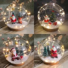 圣誕節diy水晶球燈微景觀手工diy玻璃球創意擺件