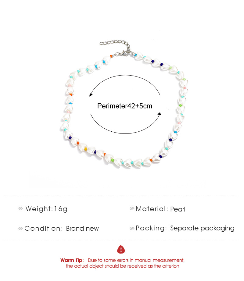 Neue Herz-perlen-kurzhalskette Europäische Und Amerikanische Modefarbe Perlen-schlüsselbein-ketten-halskette display picture 1