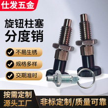 拉环分度销旋钮柱塞自锁型不锈钢弹簧定位销复位型分度销粗牙螺纹