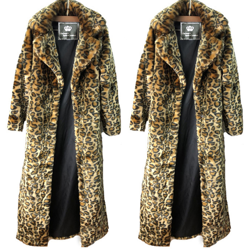 Women's Leopard Print Fur Coat Mink Fur Coat Long Fashionable Casual Top European and American Loose Large Size Warm Coat Women's Leopard Print Fur Coat Mink Fur Coat Long Fashionable Casual Top European and American Loose Large Size Warm Coat