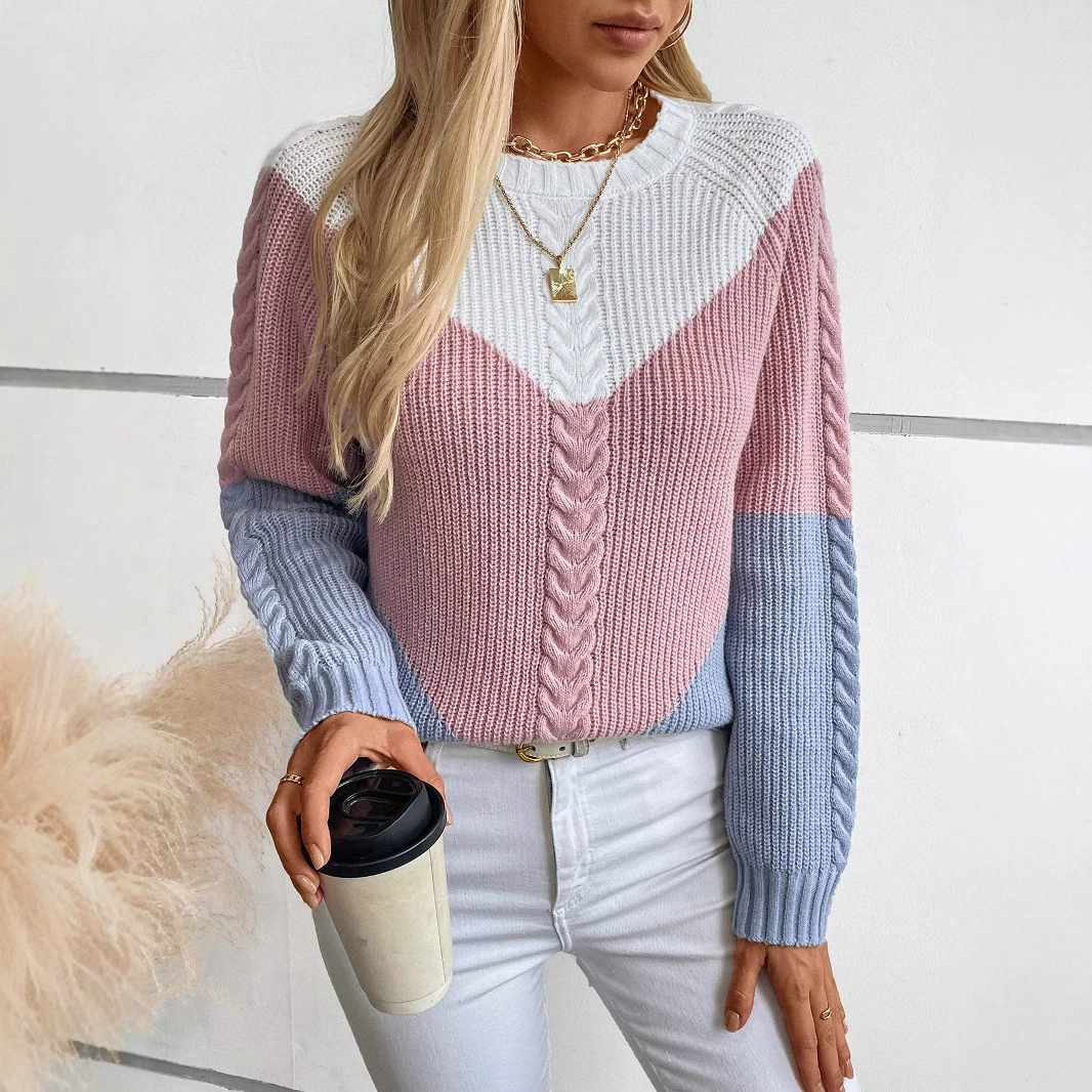 Осенний вязаный свитер для отдыха с круглым воротом, slim fit,