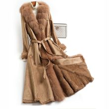 2025年冬季新款仿真皮毛一体女外套长款过膝仿狐狸毛海宁皮草大衣