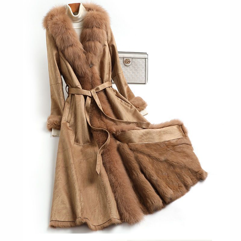 2025年冬季新款仿真皮毛一体女外套长款过膝仿狐狸毛海宁皮草大衣