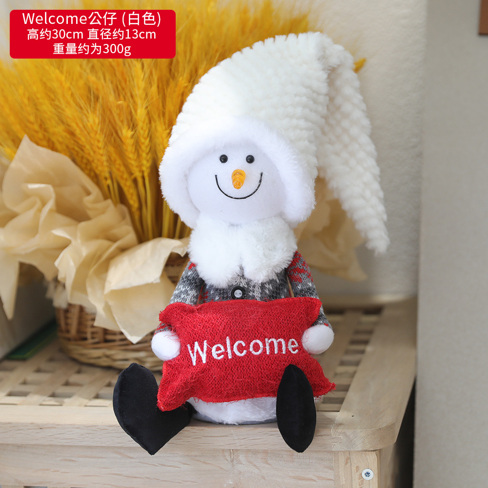 Transfronterizo luminoso Rudolf adornos de Navidad estilo europeo simple muñeca de tela Santa Claus/muñeco de nieve