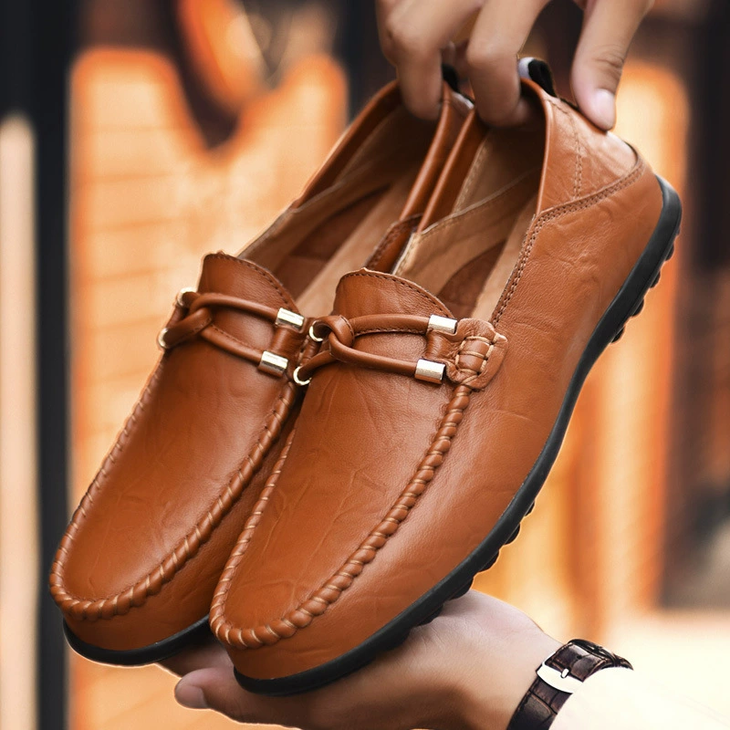 Трансграничная мужская обувь модные кожаные повседневные кожаные туфли новые британские наружные новые ботинки для бобов Мужская обувь большого кода