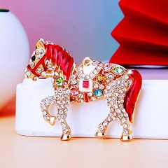 ダイヤモンドがちりばめられた干支馬車のキーホルダー金属かわいい女性のバッグペンダントキーチェーンリングポニーペンダントギフト
