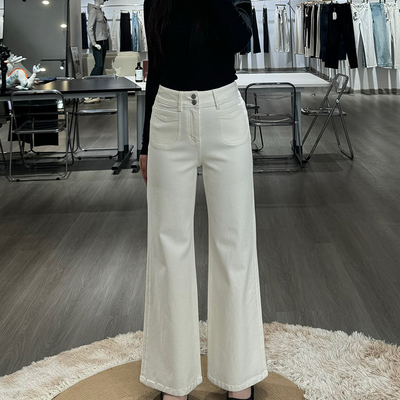 【Straight Leg Diary】Women's Wide-Leg Double-Breasted Jeans, New Autumn and Winter High-Waisted Loose Straight-Leg Denim Wide-Leg Pants
