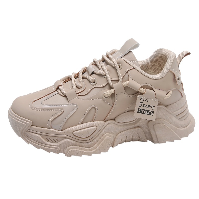 Zapatos deportivos estilo coreano para mujer 2024, casuales, suela gruesa, todo fósforo, para primavera y estudiantes, versión K-9.