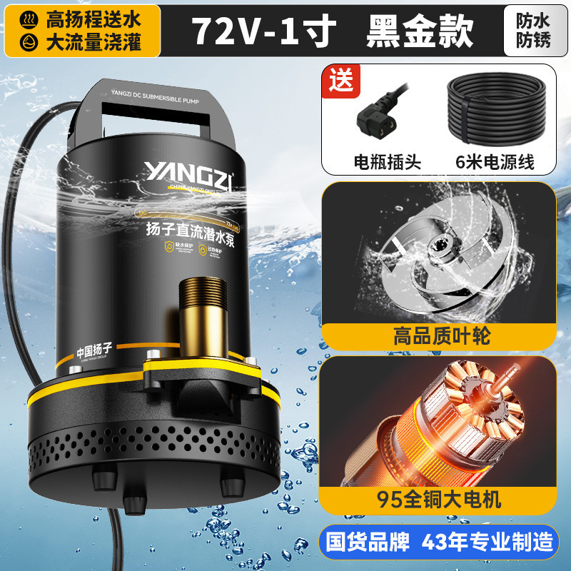 Yangzi bomba sumergible de corriente continua 12V48V72V bomba eléctrica de bombeo de agua de riego agrícola doméstico bomba de agua de alta potencia