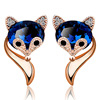 Cute fashionable crystal earings, sapphire earrings, 750 sample gold