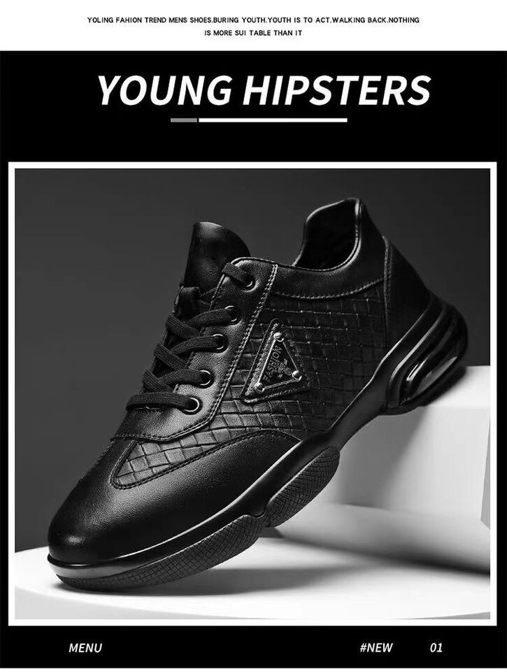 Giày thể thao nam da nhân tạo đế mềm nhẹ kiểu sneaker thời trang — Màu nâu, Màu đen chi tiết 6