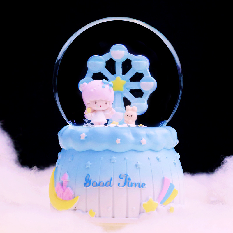 Fantasy Surprise Lucky Star Ferris Wheel Crystal Ball Beautiful Music Music Box Ornament as a Birthday Gift for Girlfriend