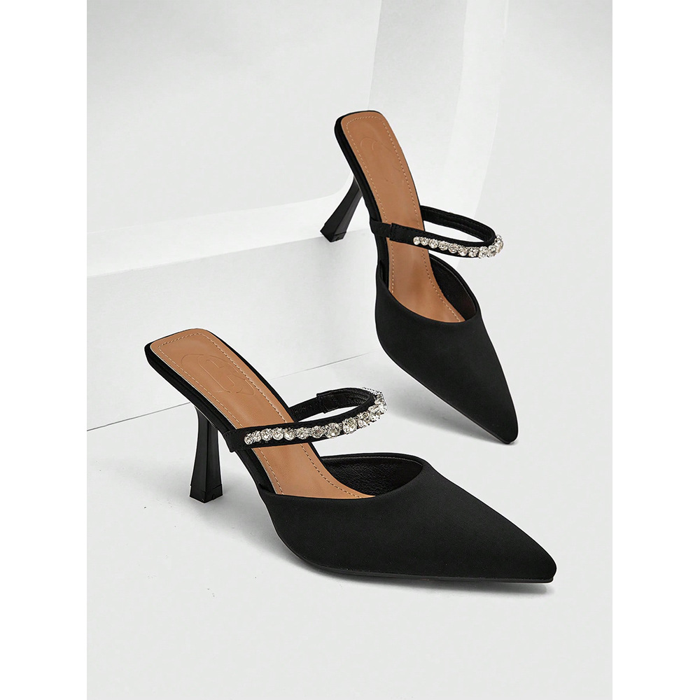 Women's Rhinestone Stiletto Sandals Pointed High Heels Summer Wear_voghion.com