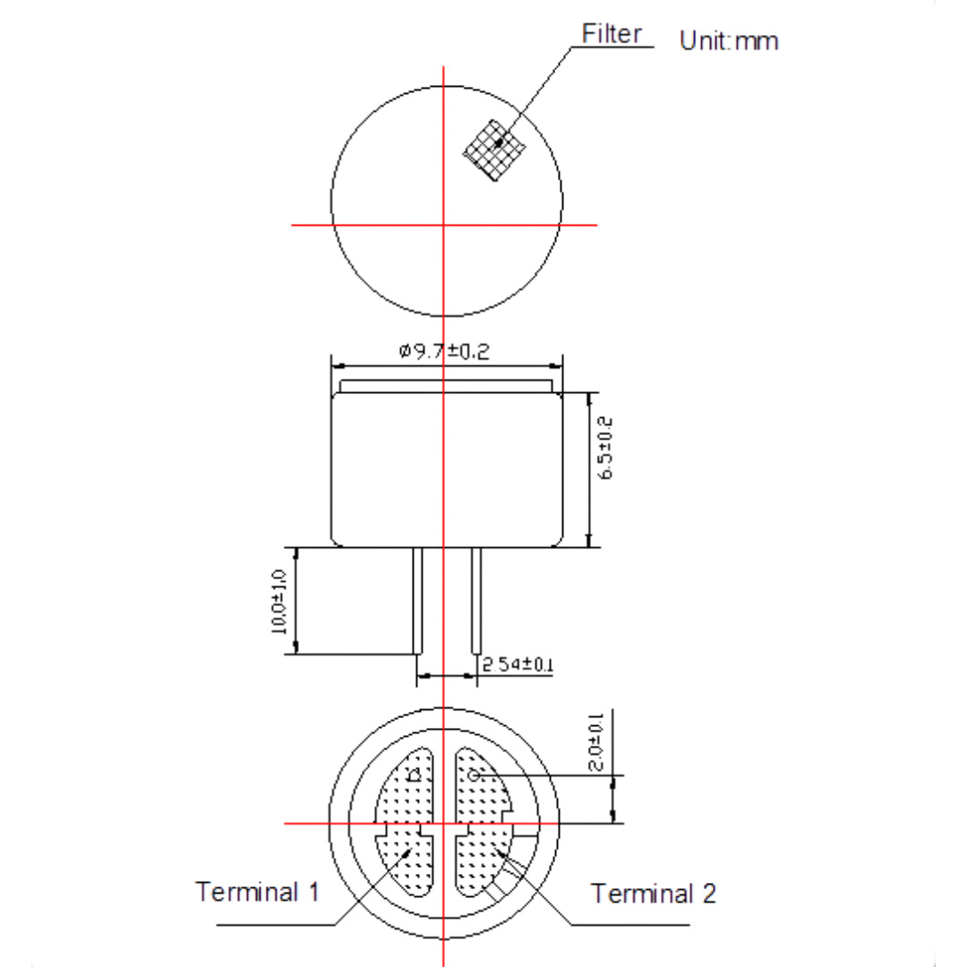 9767 Micrófono 9.7mm * 6.7mm pin SG núcleo de tubo de hierro Micrófono de juguete Micrófono